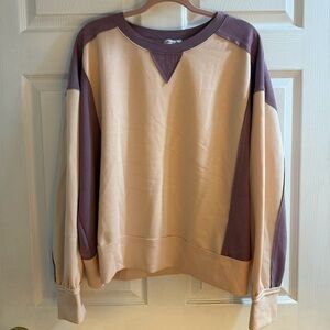 White Birch Colorblock Sweatshirt in Cream and Purple